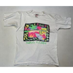 VINTAGE Naples Florida Souvenir Graphic T-shirt Women Medium 90s Single Stitch